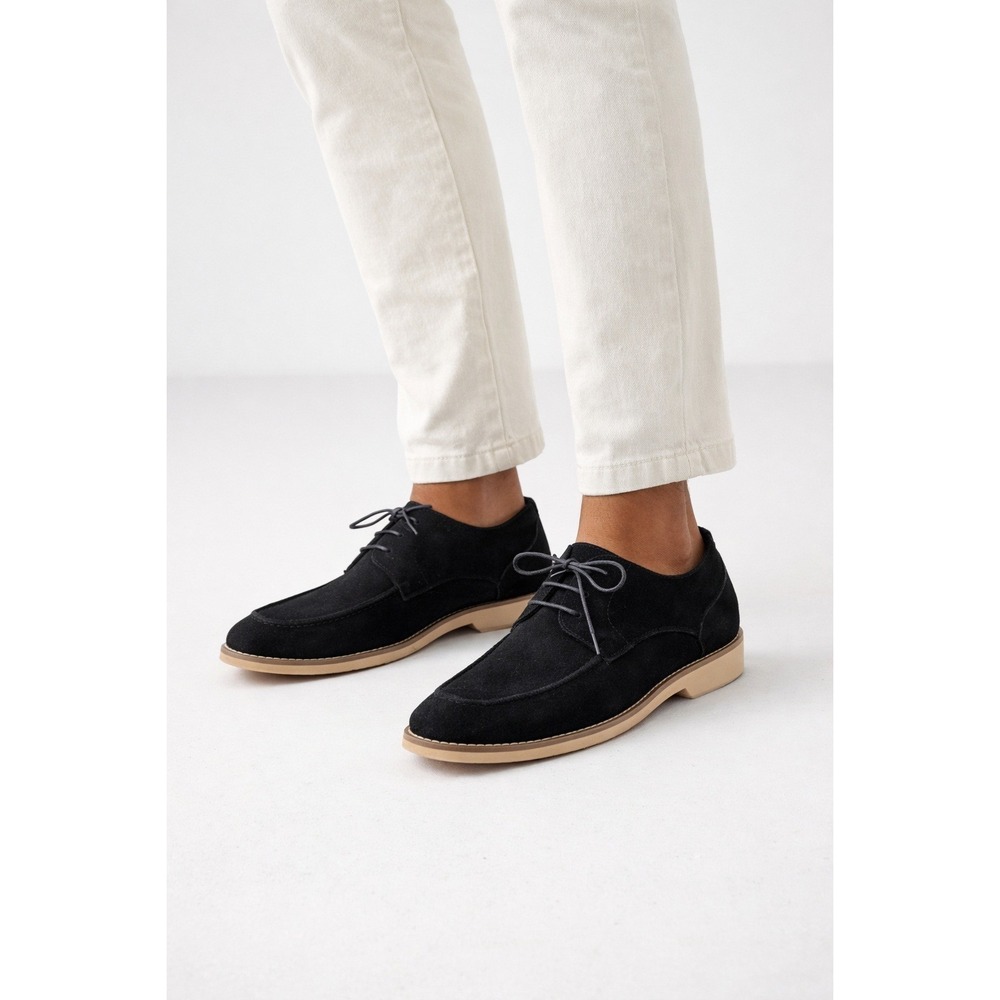 Calto Mens Blue Black‎ Suede Height Increasing Elevator Derby Shoes Size 11